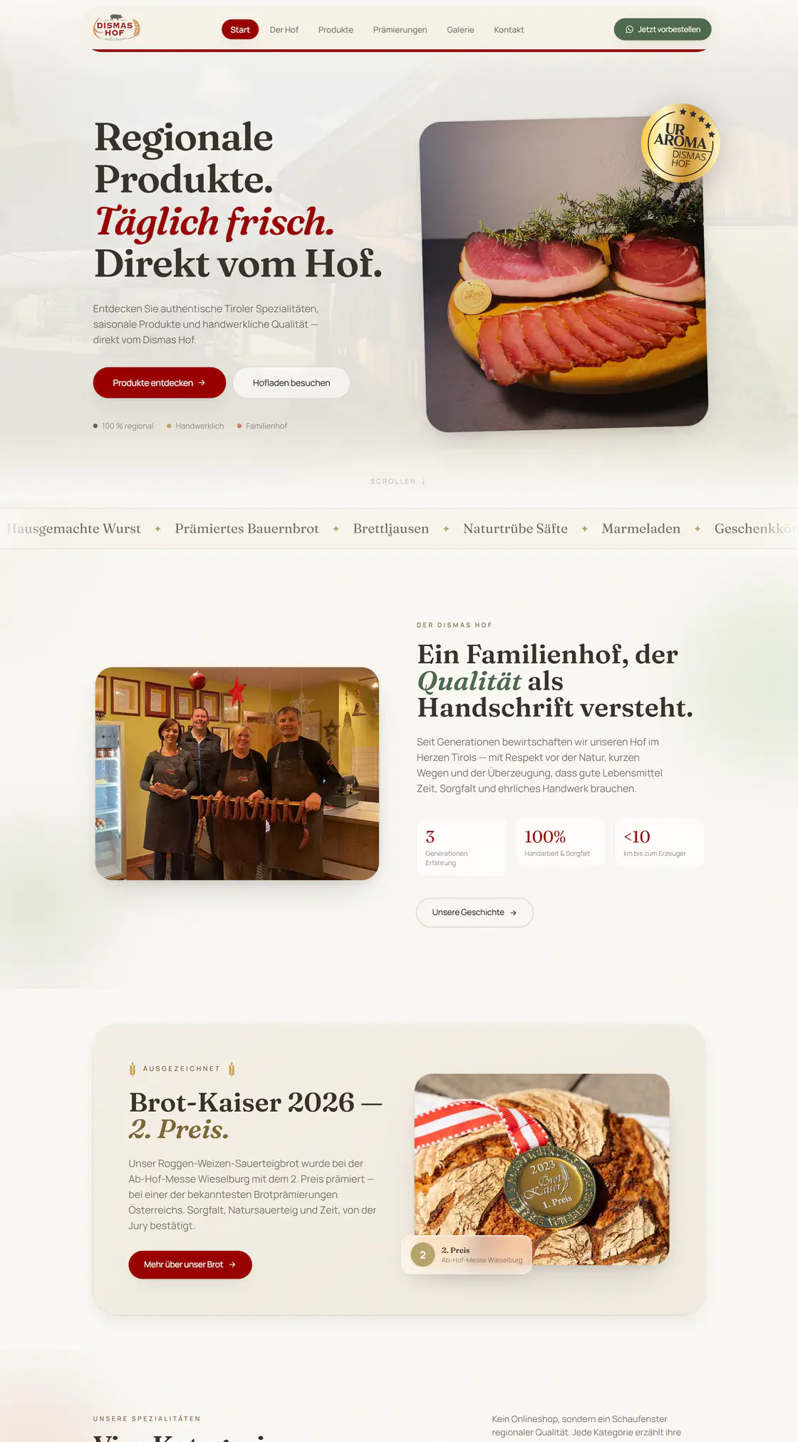 Website von Dismas Hof